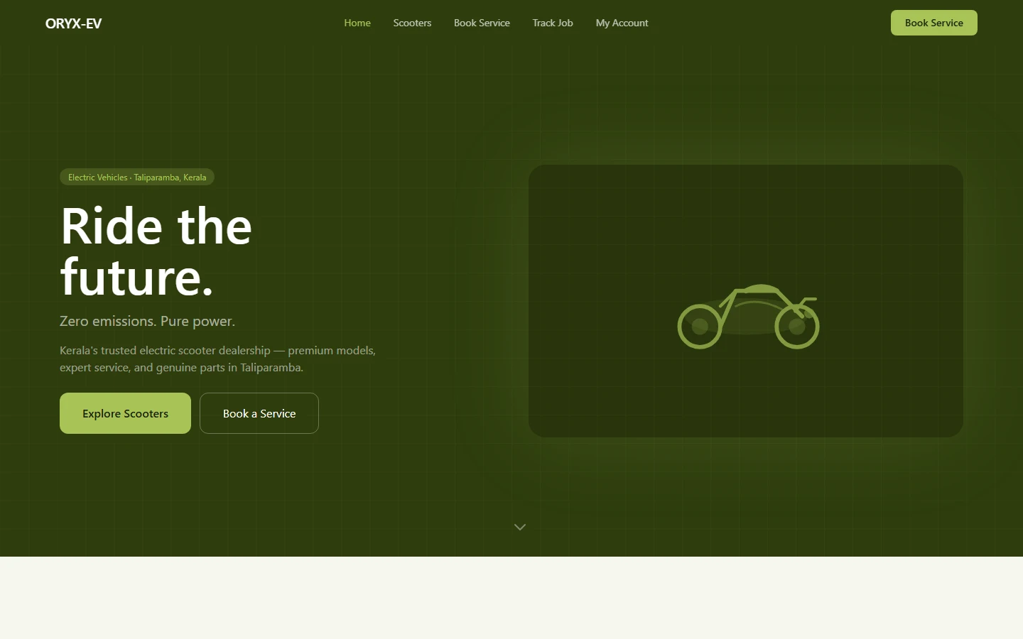 ORYX-EV electric scooter dealership homepage